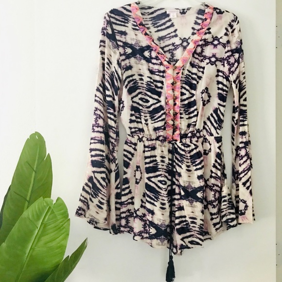 Xhilaration Boho Tie Dye Romper small - Picture 1 of 6